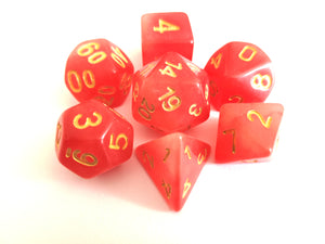 Red Dual Coloured Glow in the Dark Dice Set
