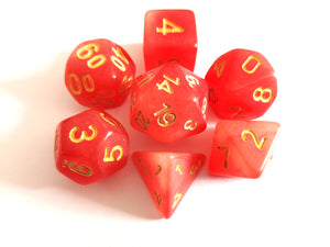 Red Dual Coloured Glow in the Dark Dice Set