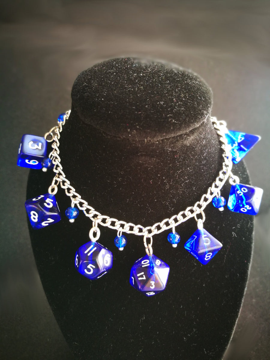 Blue Gem Mini Polyhedral Dice Charm Bracelet – Miss Moonshines Makes