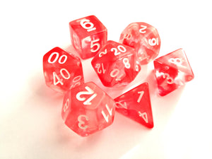 Red Mist with White Ink Translucent Swirl Dice Set