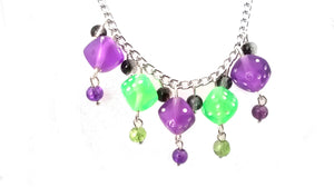 Purple and Green Dice Necklace