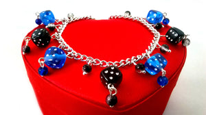 Blue & Black Dice Charm Bracelet