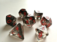 Smoke with Red Ink Translucent Dice Set
