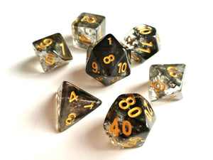 Smoke with Gold Ink Translucent Dice Set