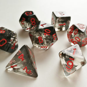 Smoke with Red Ink Translucent Dice Set