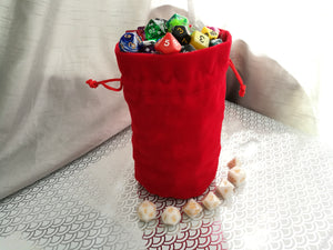 Large Dice Bag - Plain Red Suede