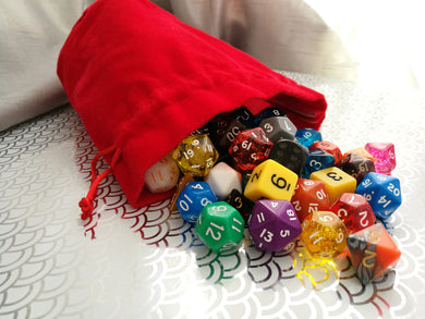 Large Dice Bag - Plain Red Suede