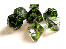 Smoke with Green Ink Translucent Dice Set