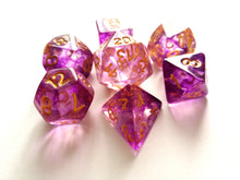 Purple Mist with Gold Ink Translucent Swirl Dice Set