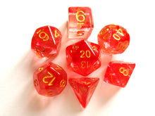 Red Mist with Gold Ink Translucent Swirl Dice Set