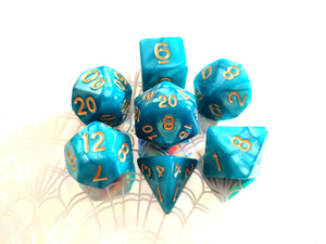 Turquoise Blue Pearl Dice Set