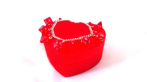 Red Gem Mini Polyhedral Dice Charm Bracelet