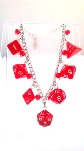 Red Gem Mini Polyhedral Dice Charm Bracelet