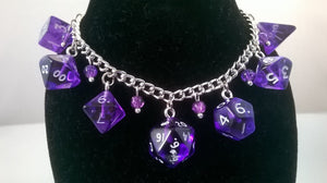 Purple Gem Mini Polyhedral Dice Charm Bracelet