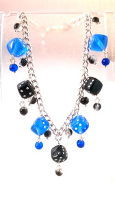 Blue & Black Dice Charm Bracelet