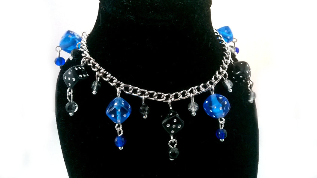 Blue & Black Dice Charm Bracelet