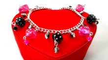 Hot Pink & Black Dice Charm Bracelet