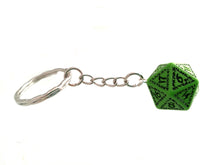 Green with Black Ink Runic D20 Keyring