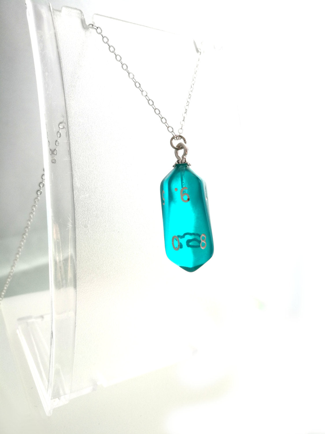 Pair of Dice Teal Crystal Fiona Necklace 