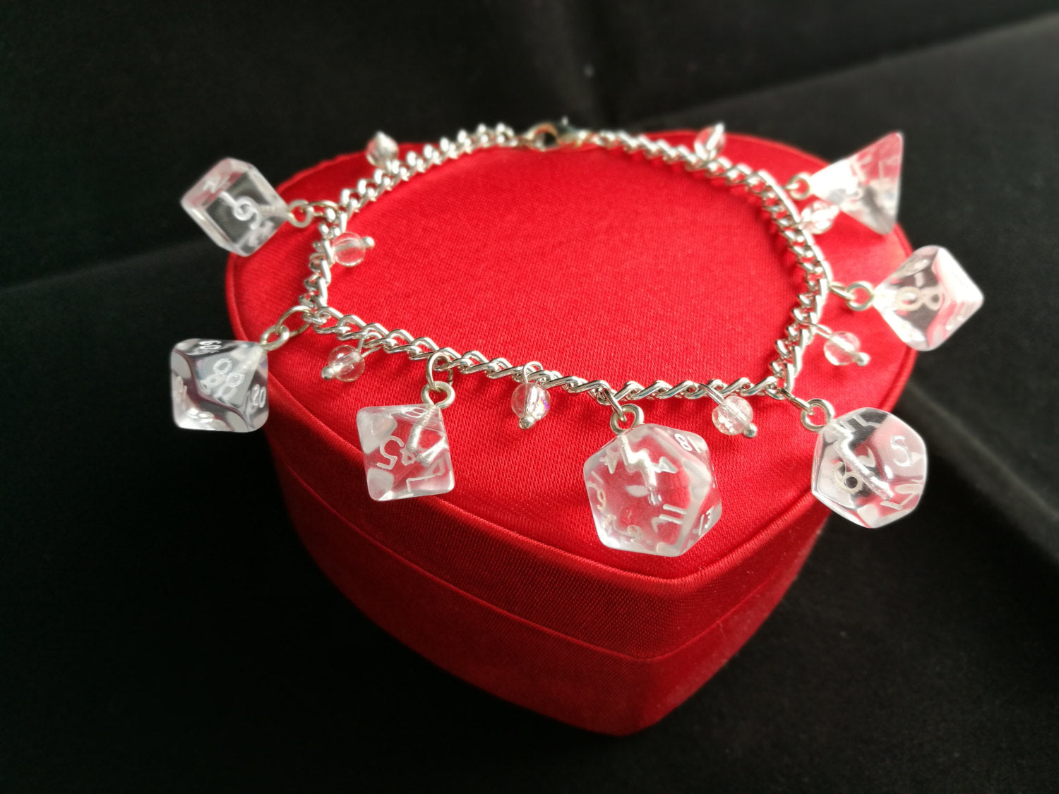 Blue Gem Mini Polyhedral Dice Charm Bracelet – Miss Moonshines Makes