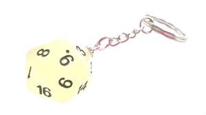 Glow in the Dark Frost White D20 Keyring