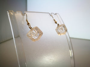 Clear Gem D6 Mini Dice Earrings