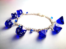 Blue Gem Mini Polyhedral Dice Charm Bracelet