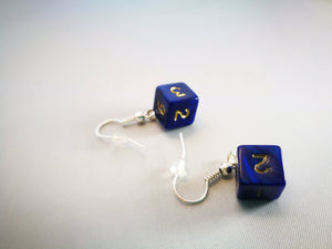Blue Interferenz D6 Mini Dice Earrings