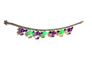 Purple and Green Dice Charm Bracelet