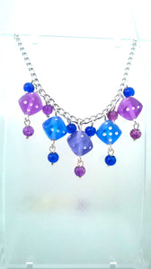 Purple & Blue Dice Necklace