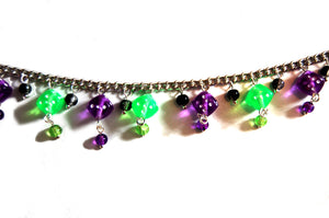 Purple and Green Dice Charm Bracelet