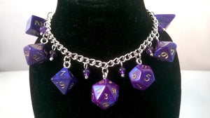 Purple Interferenz Mini Polyhedral Dice Charm Bracelet