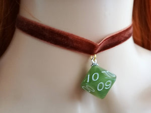 Green Shimmery D% on Brown Choker