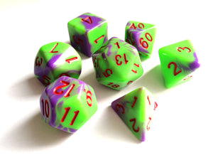 Bright Green/Purple Dual Colour Dice Set - HD Dice