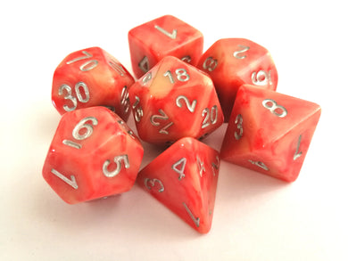 Peach-Red/Yellow Dual Colour Dice Set