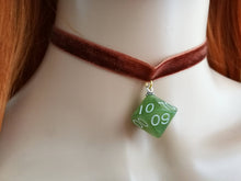 Green Shimmery D% on Brown Choker