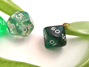 Polyhedral Dice on Green Choker