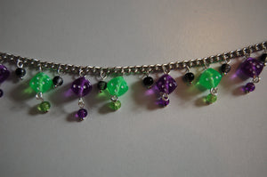 Purple and Green Dice Charm Bracelet