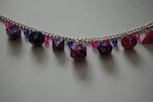 Acid Pink/Blue Mini Polyhedral Dice Charm Bracelet