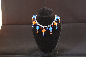 Blue and Orange Dice Charm Bracelet