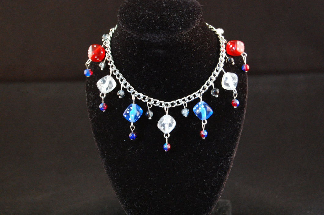 Red, White and Blue Dice Charm Bracelet
