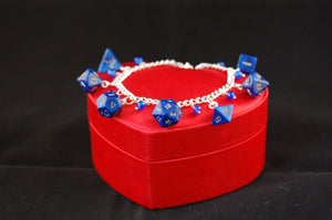 Blue Interferenz Mini Polyhedral Dice Charm Bracelet