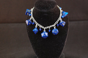 Blue Interferenz Mini Polyhedral Dice Charm Bracelet