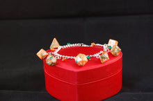 Chemical Orange/Green Mini Polyhedral Dice Charm Bracelet