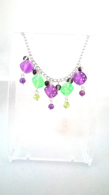 Purple and Green Dice Necklace