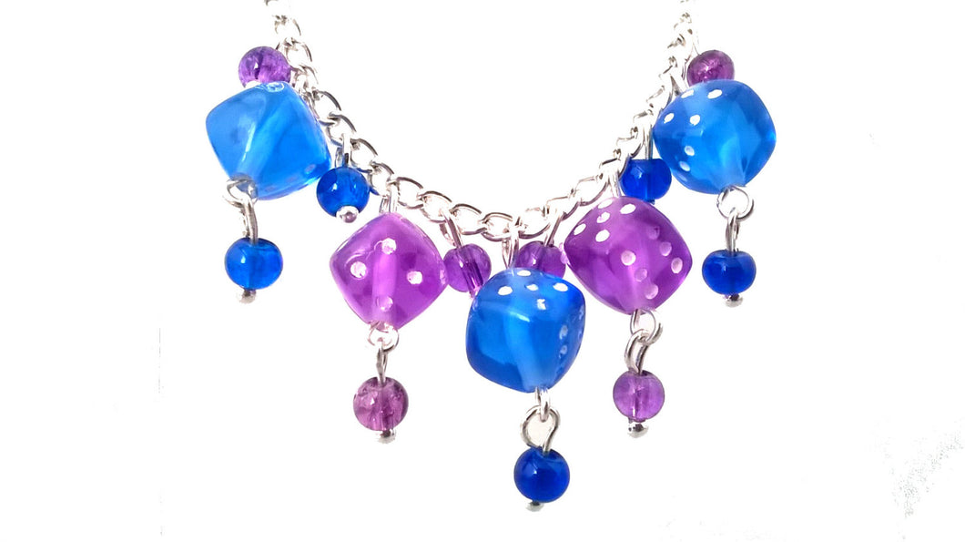 Blue & Purple Dice Necklace