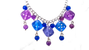 Purple & Blue Dice Necklace