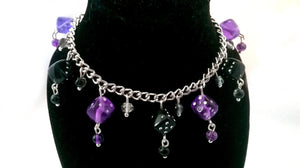 Purple & Black Dice Charm Bracelet Geeky